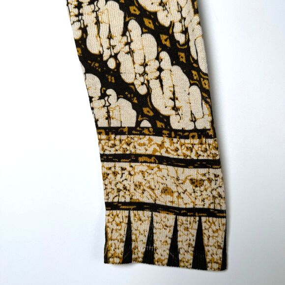 Isabella Bird Anthropologie Silk Cardigan Small Beige Black Geometric Tie Front - Picture 7 of 12